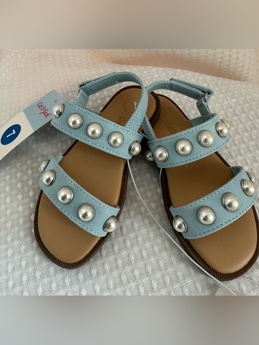 Cat & Jack Light Blue Pearl-Stud Sandals NEW Toddler Size 7